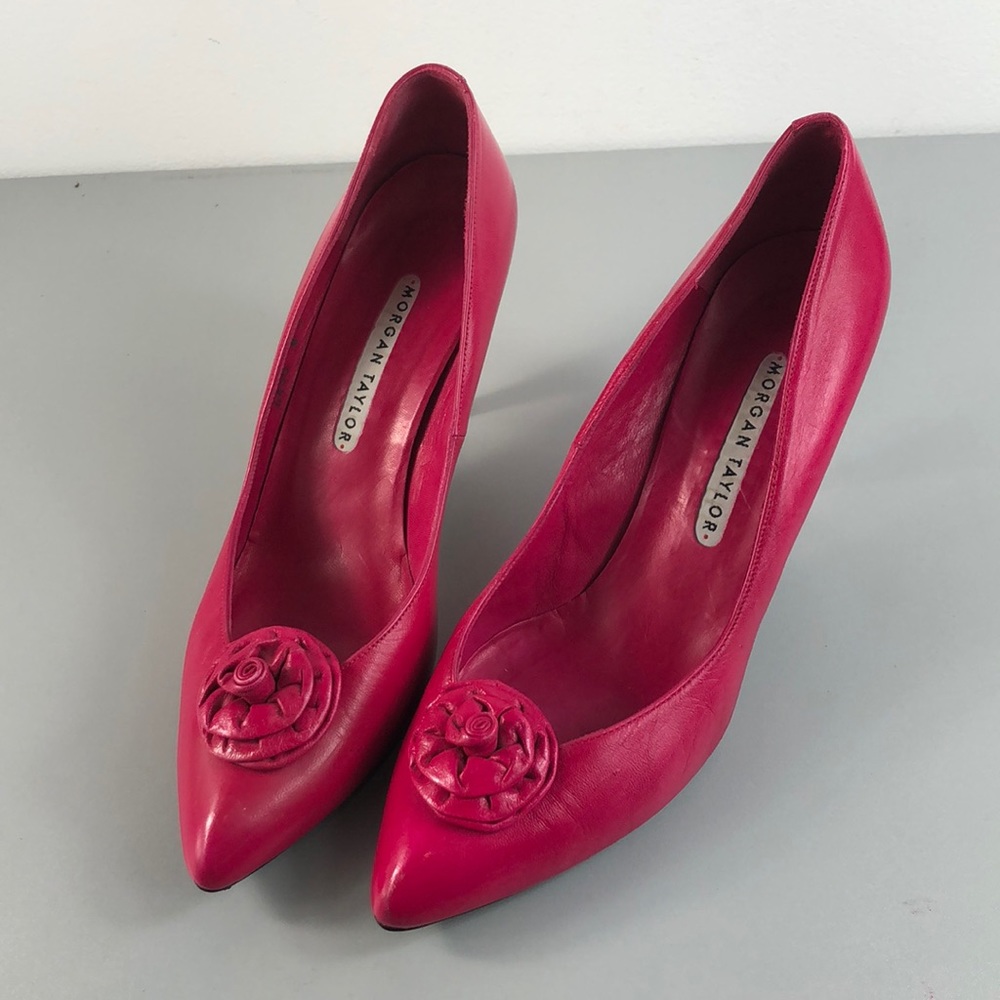 VTG Fuchsia pink Morgan Taylor leather bow heels